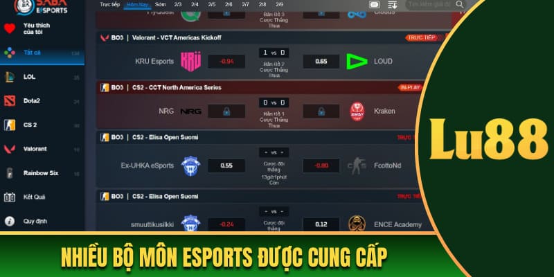 Nhiều bộ môn Esports được cung cấp